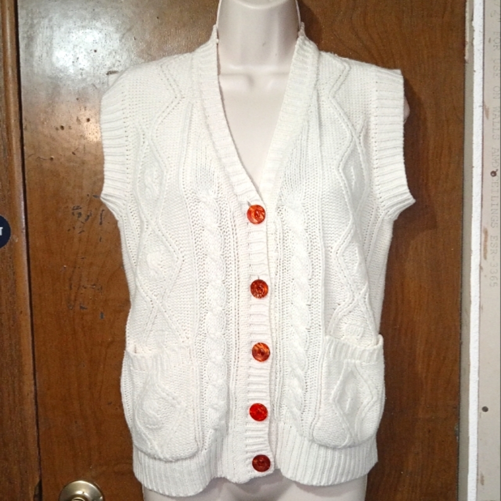 Medium Knit Cream Buttoned Top/Sweater - image 1